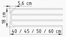 Sušák na koupelnový žebříkový radiátor - trojramenný - rozměry
